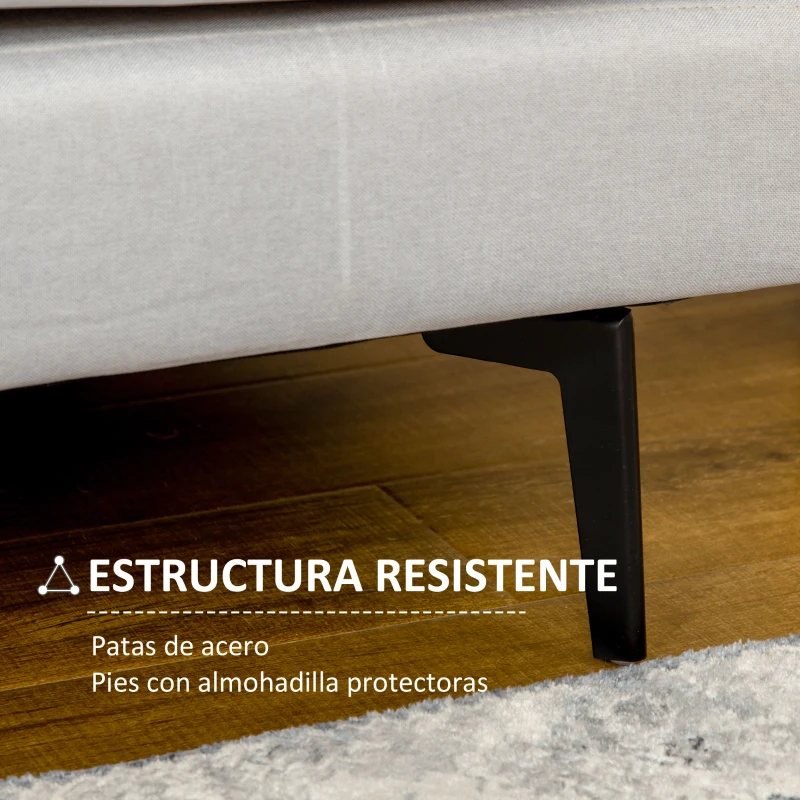 HOMCOM Sofá de 2 Plazas de Estilo Moderno Tapizado en Lino Sintético con 2 Cojines Decorativos 160x87x87 cm Gris Claro