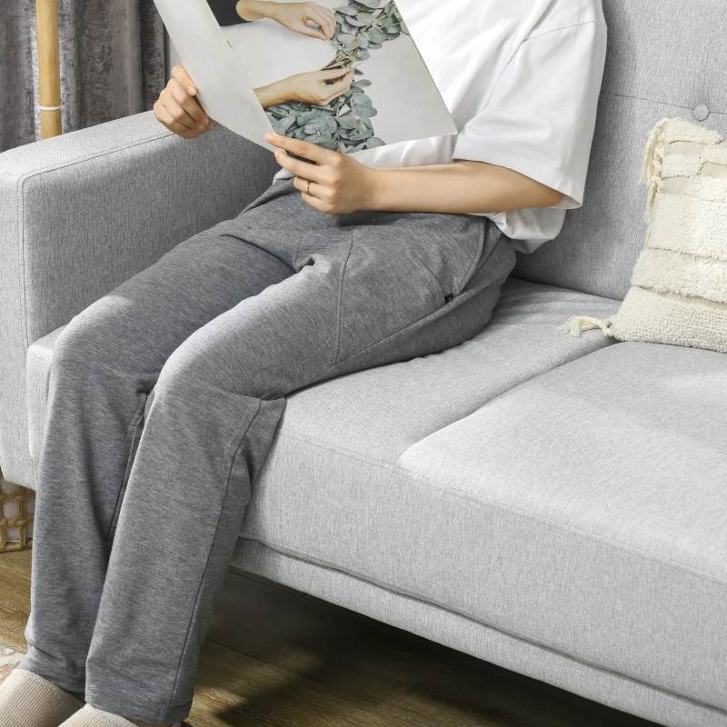 HOMCOM Canapé banquette 2 places style scandinave dossier capitonné en tissu 143 x 84 x 85 cm gris clair