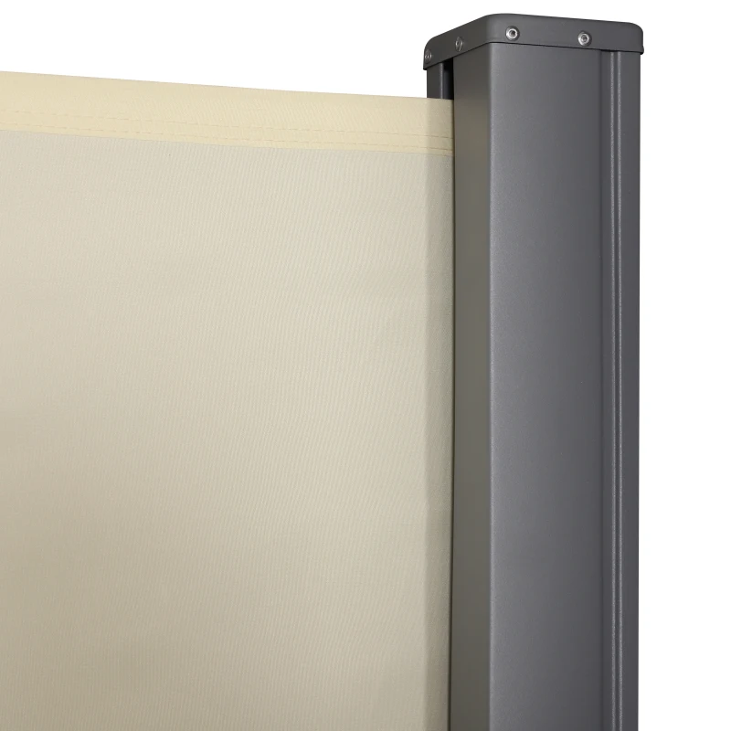 Outsunny Toldo Lateral Retrátil para Terraço Pátio ou Jardim Toldo de Privacidade para Exterior Dobrável 300x180cm Bege