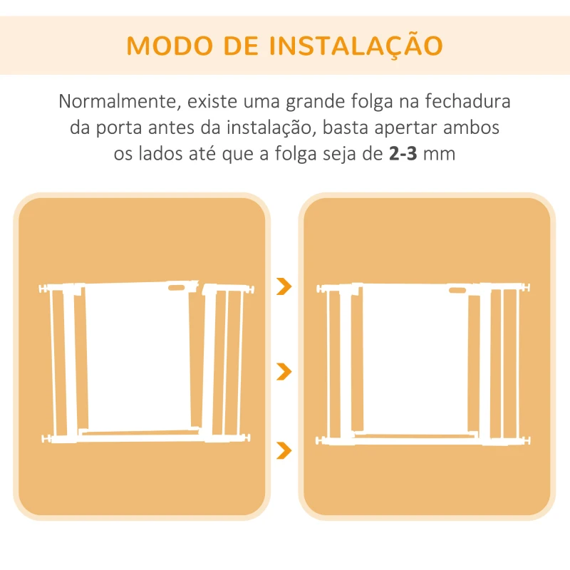 PawHut Barreira de Segurança para Cães Extensível 75-103 cm com 2 Extensões Duplo Bloqueio Fechamento Automático Preto