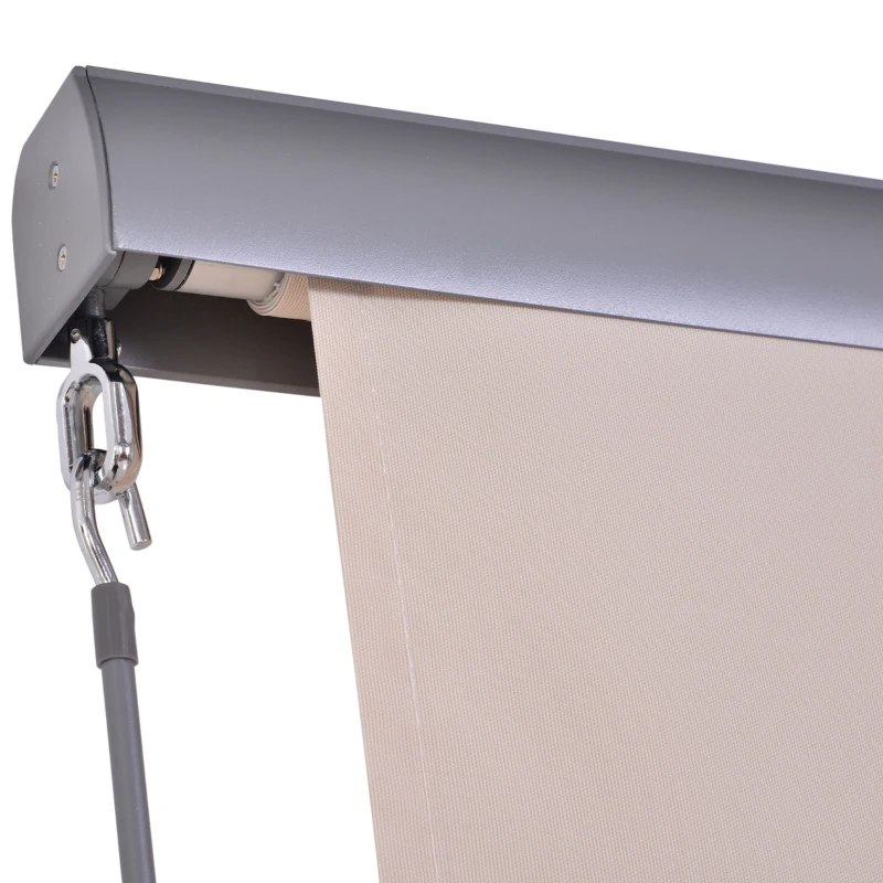 Outsunny Toldo Vertical Enrolável 140x250 cm com Manivela Proteção UV para Interior Exterior Varanda  Creme