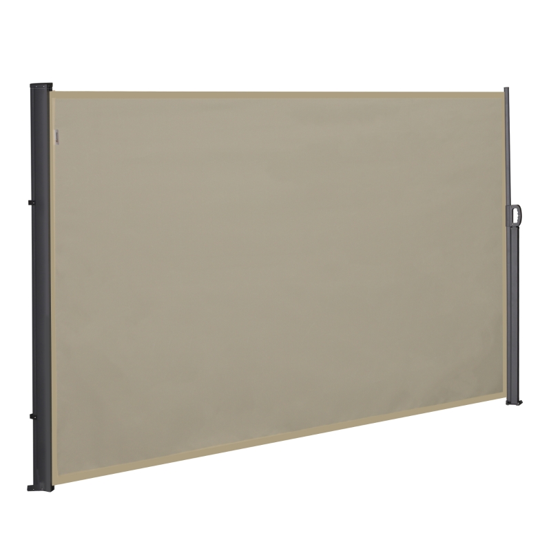 Outsunny Toldo Lateral Retrátil para Terraço Pátio ou Jardim Toldo de Privacidade para Exterior Dobrável 300x180cm Bege