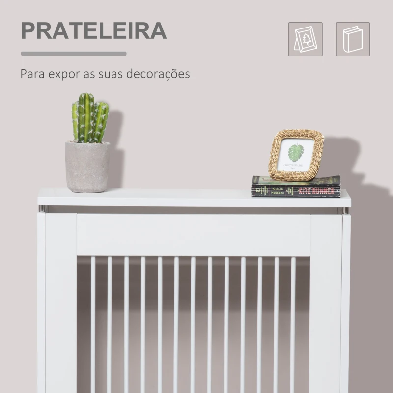 HOMCOM Cobertura de Radiador Moderno de MDF com Prateleira Superior para Sala de Estar Dormitório Escritório 60x18x84 cm Branco