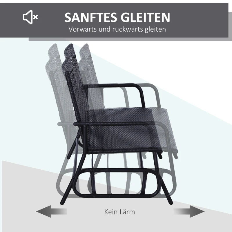 Outsunny Schaukelbank Gartenschaukel Gartenbank Sitzbank Schaukel 2-Sitzer Polyrattan