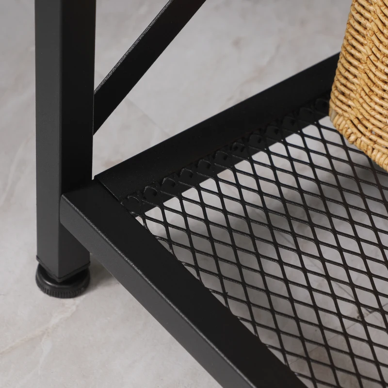 HOMCOM Sideboard im Industrie-Design, 5 Regale, 1 Schrank, Buffet; 112 cm x 40 cm x 85 cm, Schwarz + Braun