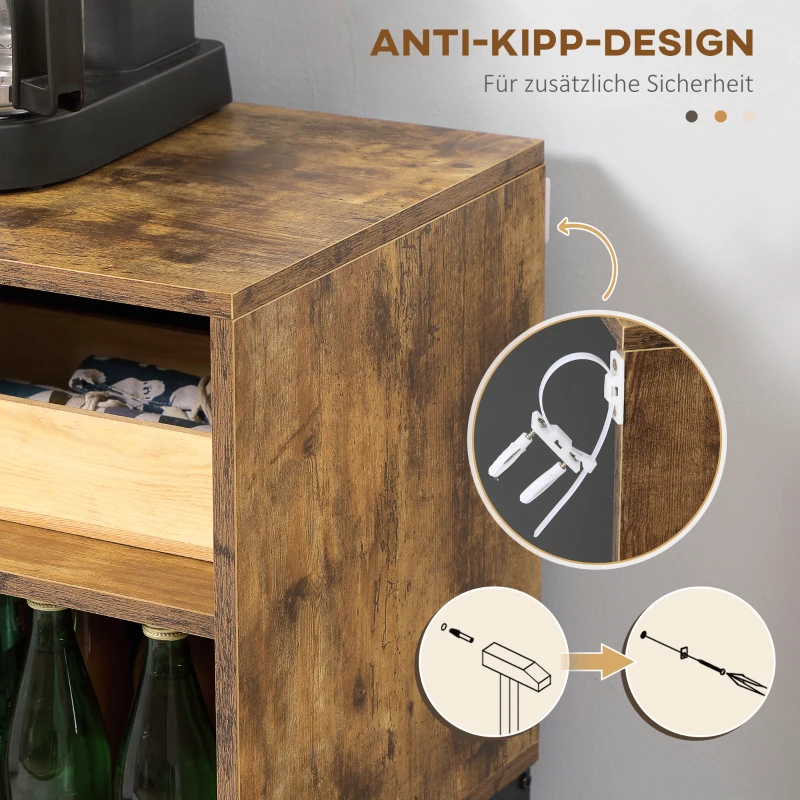 HOMCOM Sideboard im Industrie-Design, 5 Regale, 1 Schrank, Buffet; 112 cm x 40 cm x 85 cm, Schwarz + Braun