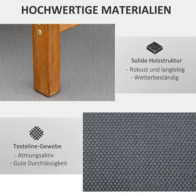 Outsunny leżak, regulowany leżak ogrodowy z drewnianą poduszką