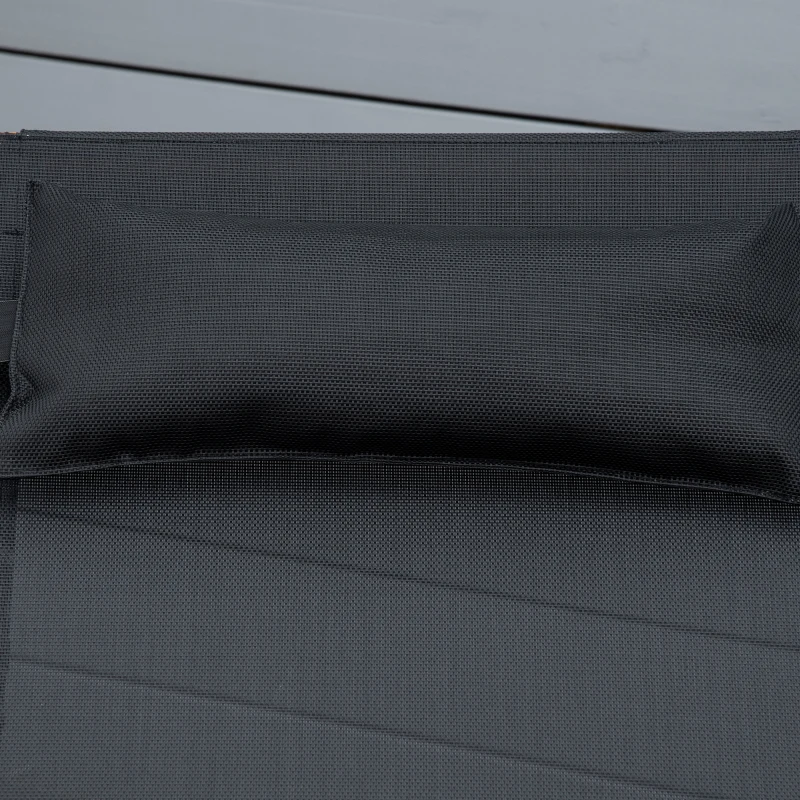 Outsunny leżak, regulowany leżak ogrodowy z drewnianą poduszką