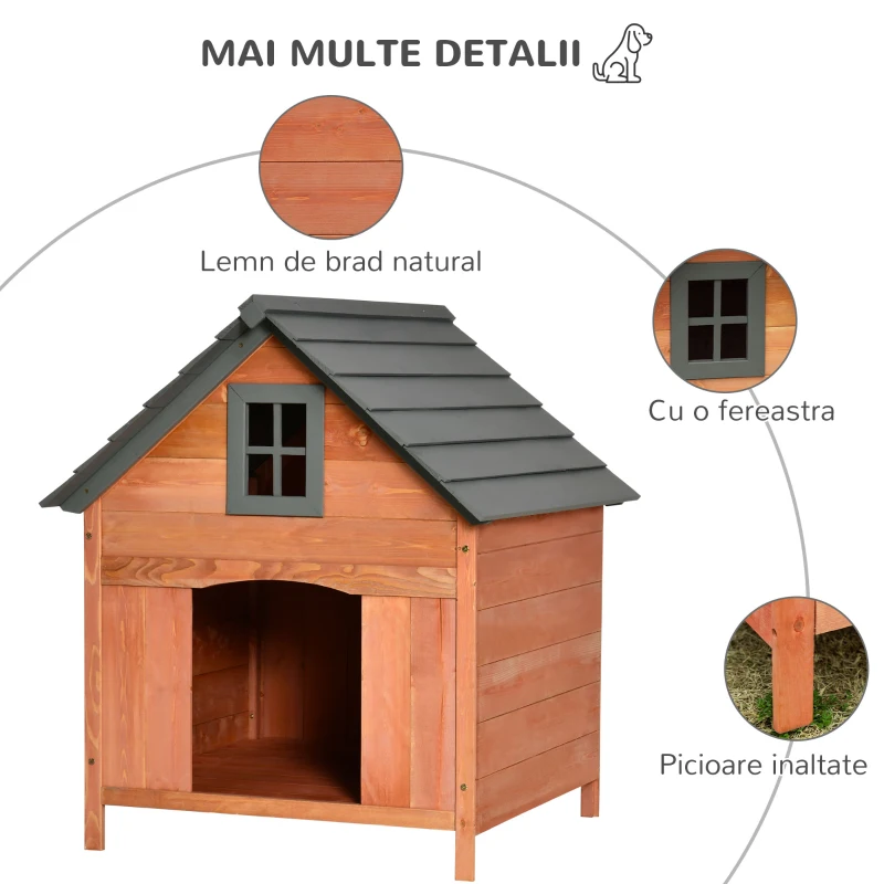 Pawhut Cusca Lemn 81×91×98 cm – Pentru Caini pana la 30 kg