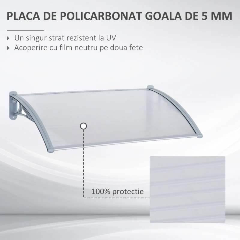 Outsunny Copertina in PVC acoperis Rezistent si Aluminiu, 140x70x21cm(m-4)