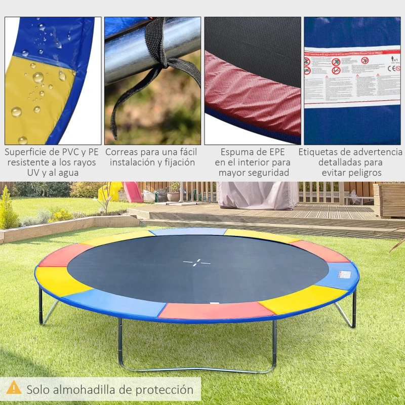 HOMCOM Cubierta de Protección Acolchada para Cama Elástica Borde de Seguridad para Trampolines con Diámetro Ø244 cm Multicolor