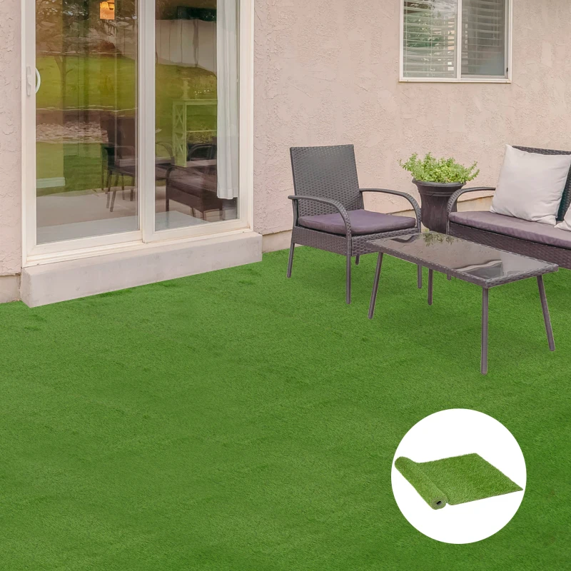 Outsunny Césped Artificial 3x1 m con Altura de Hierba 25mm Rollo de Hierba Sintética de Exterior para Jardín y Terraza