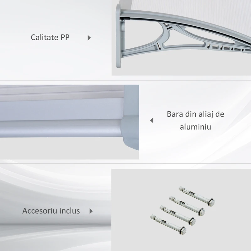Outsunny Copertina in PVC acoperis Rezistent si Aluminiu, 140x70x21cm(m-5)