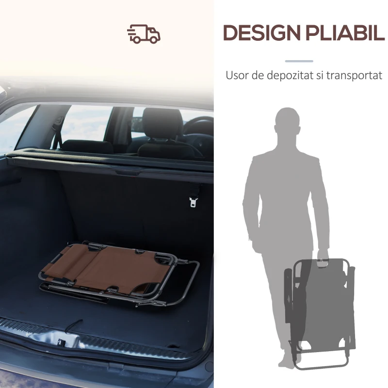 Outsunny Sezlong de Gradina sau de Pisina cu brate Pliabil, Gri