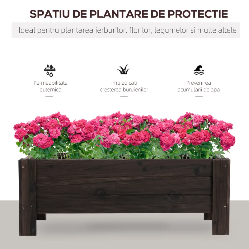 Outsunny ghiveci din lemn pentru plante, 100x36.5x36 cm, maro