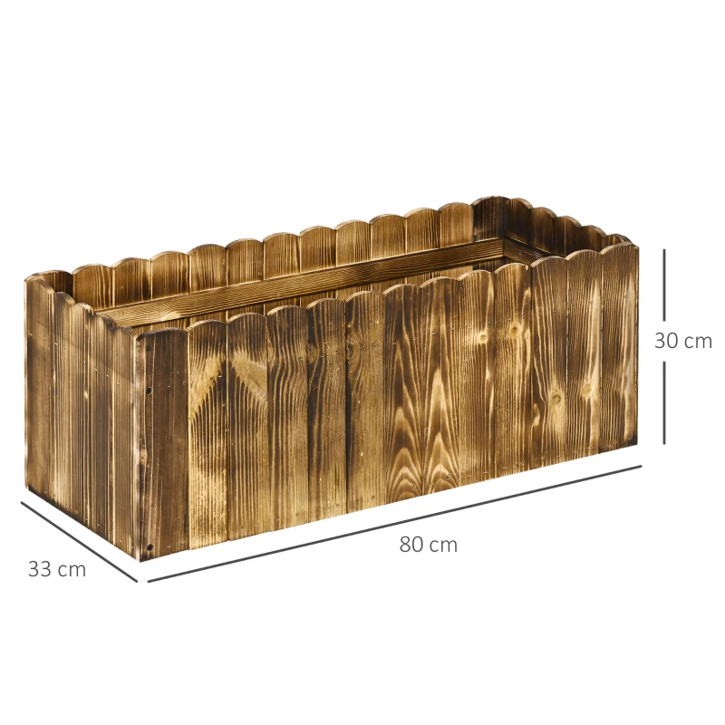 Outsunny Jardinieră de Grădină Dreptunghiulară pentru Plante, 80x33x30 cm, Lemn Natural