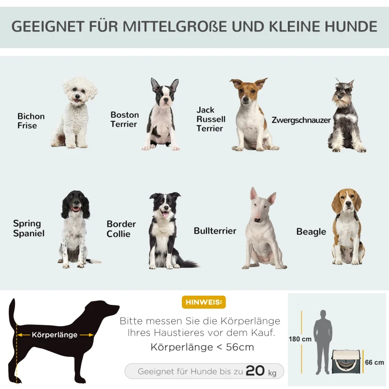 PawHut Hundebox faltbare Hundetransportbox Haustierrucksack mit Kissen Reisetasche Transportbox für Tier wasserdicht Oxfordstoff Dunkelgrau 81 x 56 x 66 cm