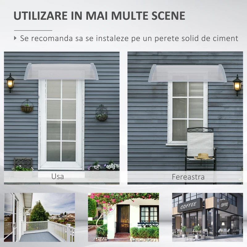 Outsunny Copertina in PVC acoperis Rezistent si Aluminiu, 140x70x21cm(m-6)