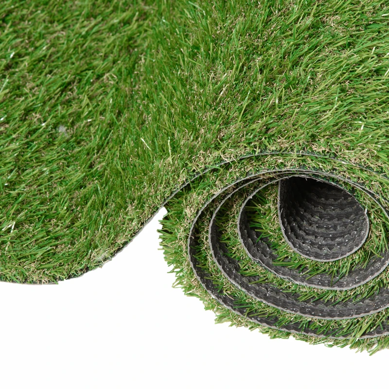 Outsunny Césped Artificial 3x1 m con Altura de Hierba 25mm Rollo de Hierba Sintética de Exterior para Jardín y Terraza