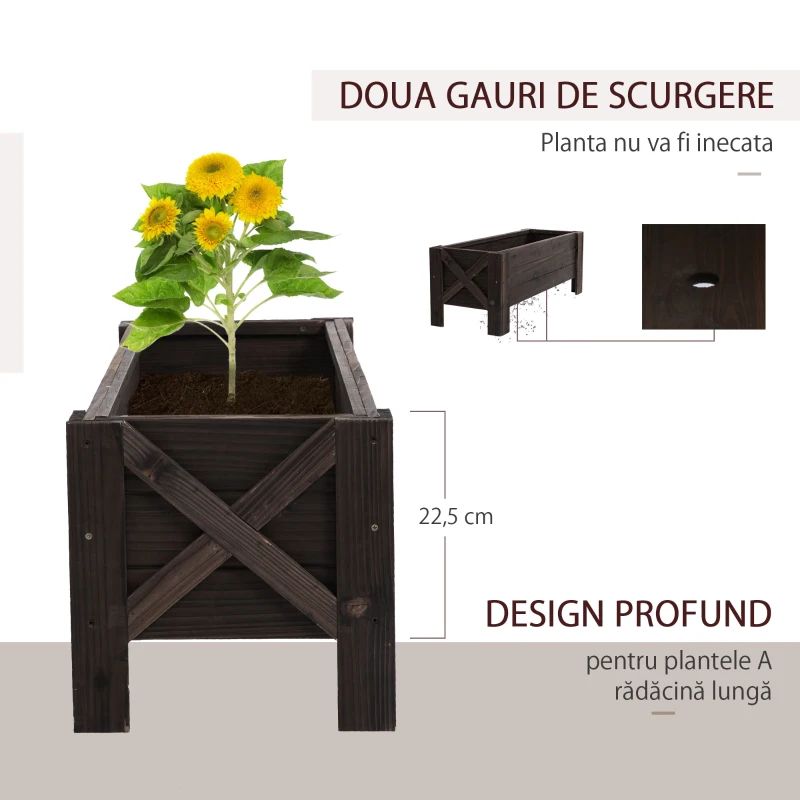Outsunny ghiveci din lemn pentru plante, 100x36.5x36 cm, maro