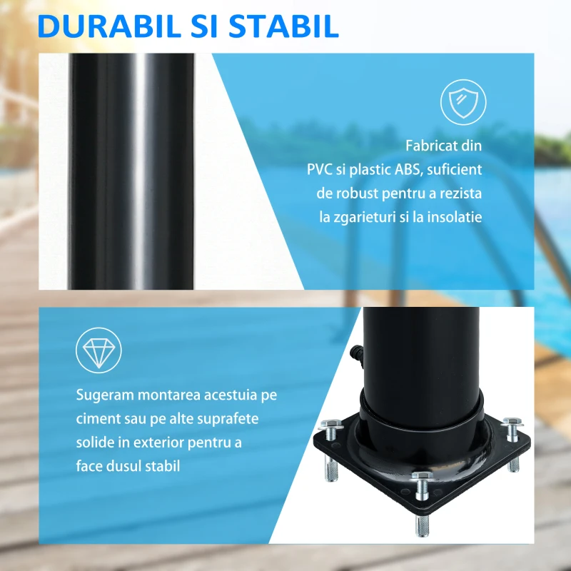 Outsunny Dus de Gradina Incalzit 60° pentru Exterior,  20L , pentru Piscina si Camping, Negru