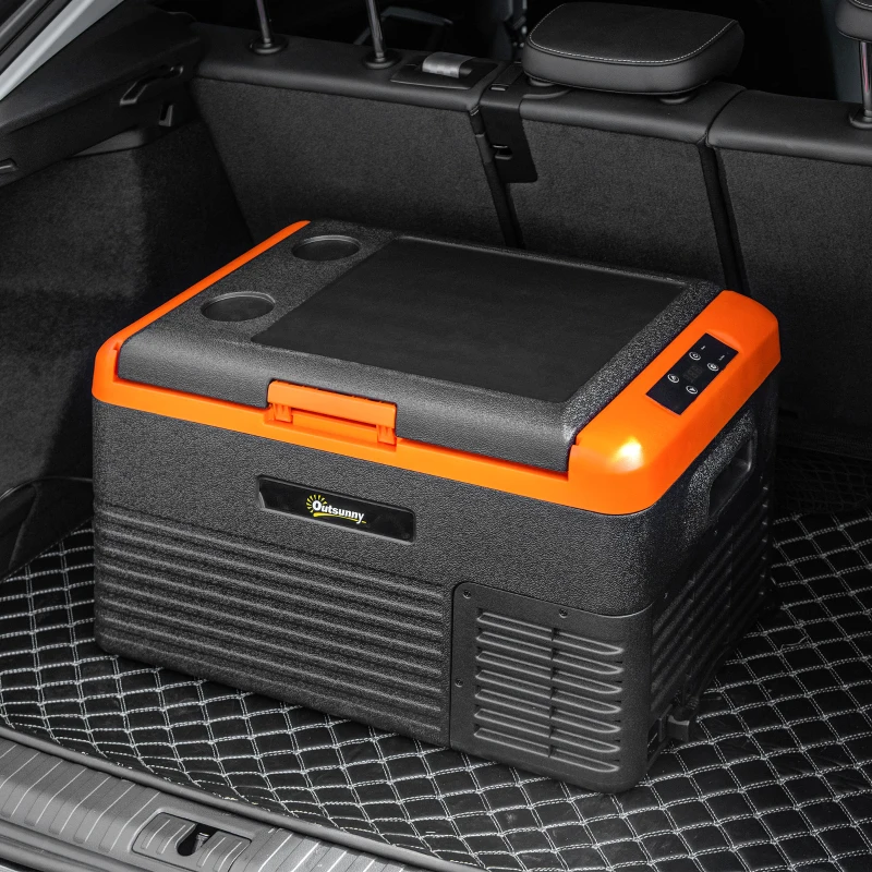 Outsunny Geleira Portátil Elétrica 30L Geleira de Carro 12V/24V até -20°C com Ecrã LED Tátil 58,7x36,5x36,8 cm Preto