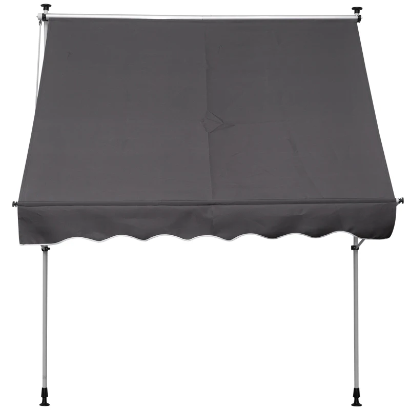 Outsunny Toldo Manual Retrátil 200x150 cm com Manivela de Alumínio Ângulo Ajustável Proteção Solar para Varanda Jardim Pátio Cinza