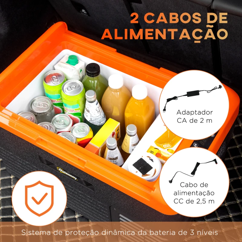 Outsunny Geleira Portátil Elétrica 30L Geleira de Carro 12V/24V até -20°C com Ecrã LED Tátil 58,7x36,5x36,8 cm Preto