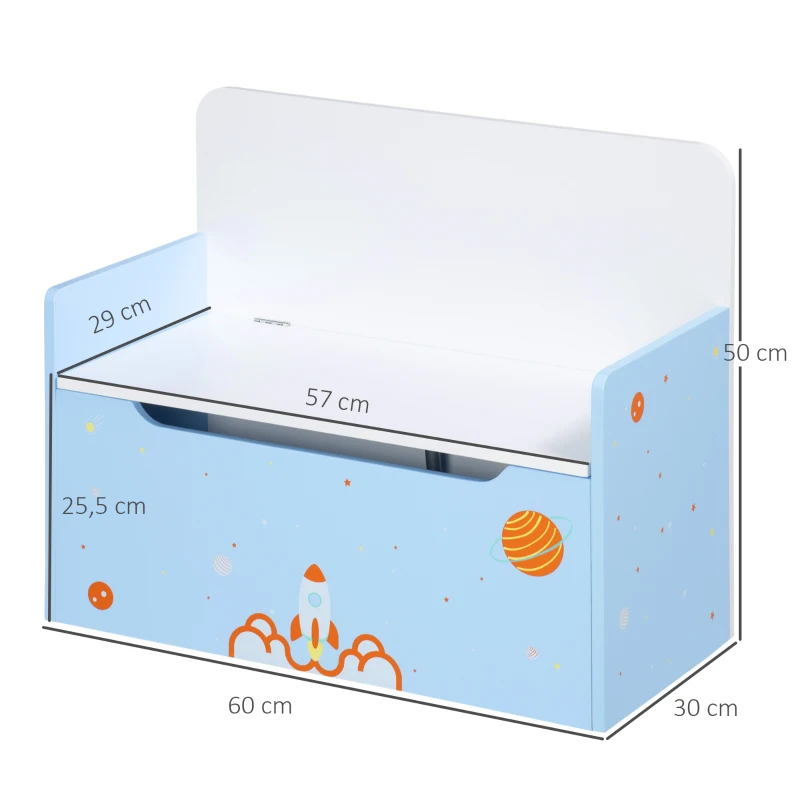 ZONEKIZ 2 en 1 Banco Infantil con Baúl de Almacenamiento para Niños de +18 Meses Carga 50 kg 60x30x50 cm Azul