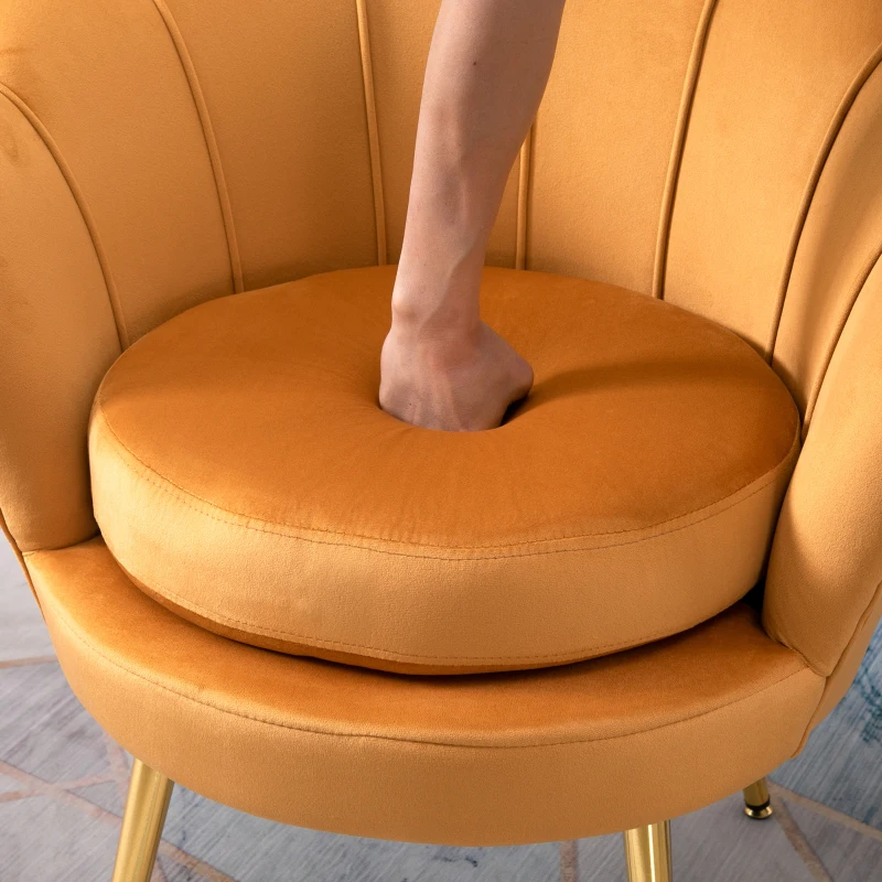 Homcom Fotoliu Vintage Design – Catifea Galbena pentru Living sau Dormitor