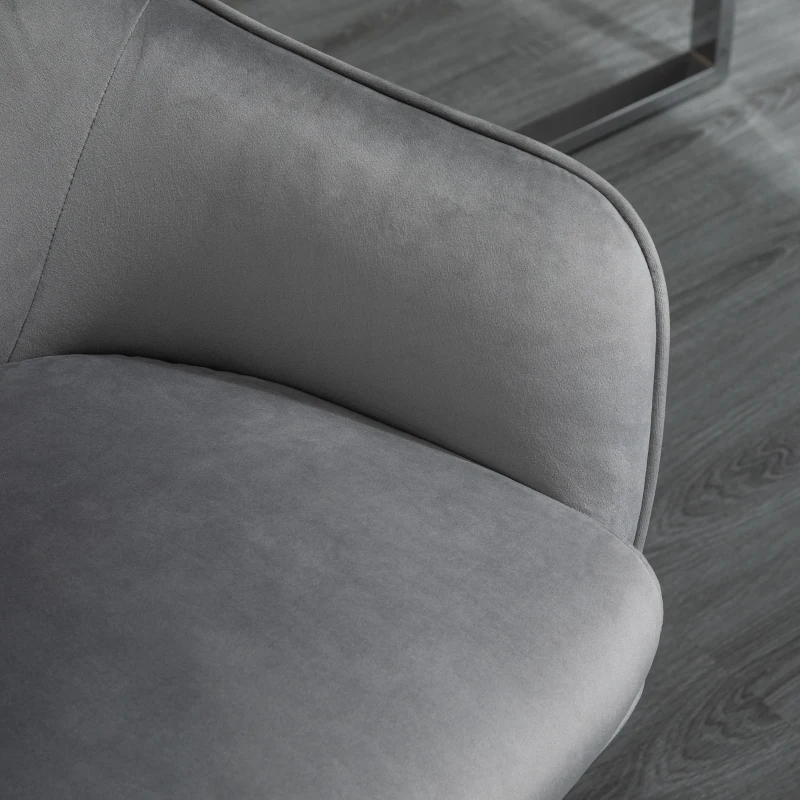 Vinsetto Bürostuhl mit Wippenfunktion  Home-Office-Stuhl höhenverstellbarer Schreibtischstuhl ergonomisch 360°-Drehräder Samt-Touch-Polyester Nylon Hellgrau 61 x 59 x 80,5-90,5 cm