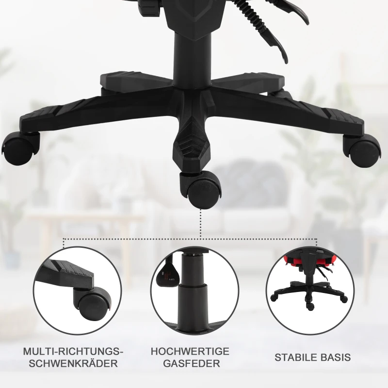 Vinsetto Ergonomiczne krzesło biurowe, fotel do gier, krzesło obrotowe z podnóżkiem, poliester, czarne