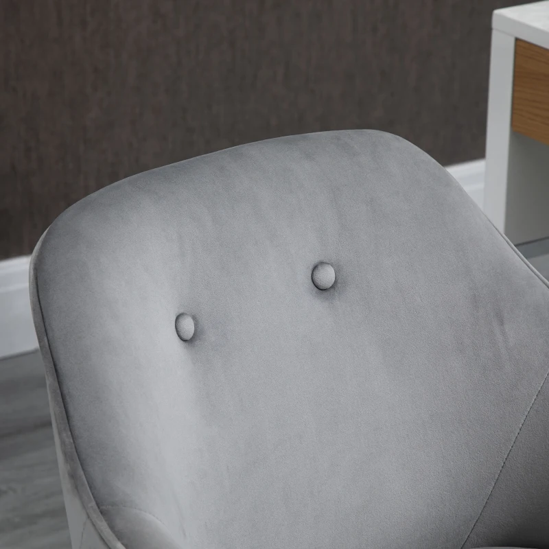 Vinsetto Bürostuhl mit Wippenfunktion  Home-Office-Stuhl höhenverstellbarer Schreibtischstuhl ergonomisch 360°-Drehräder Samt-Touch-Polyester Nylon Hellgrau 61 x 59 x 80,5-90,5 cm