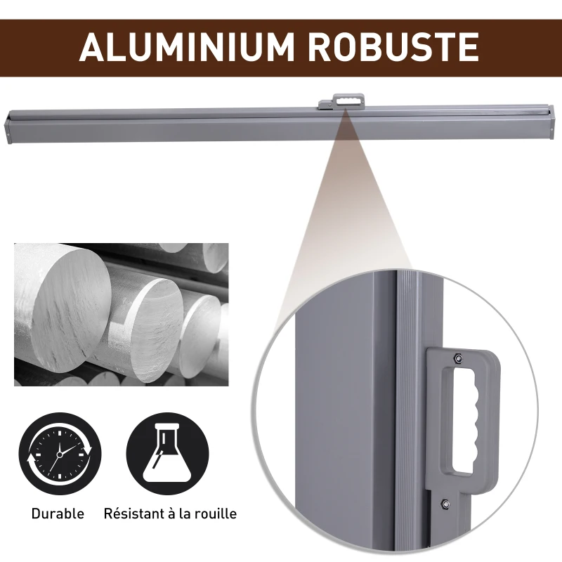Outsunny Store latéral brise-vue rétractable 300 x 200 cm, paravent extérieur en aluminium, protection solaire, brise-vue extensible pour balcon, jardin, terrasse, gris