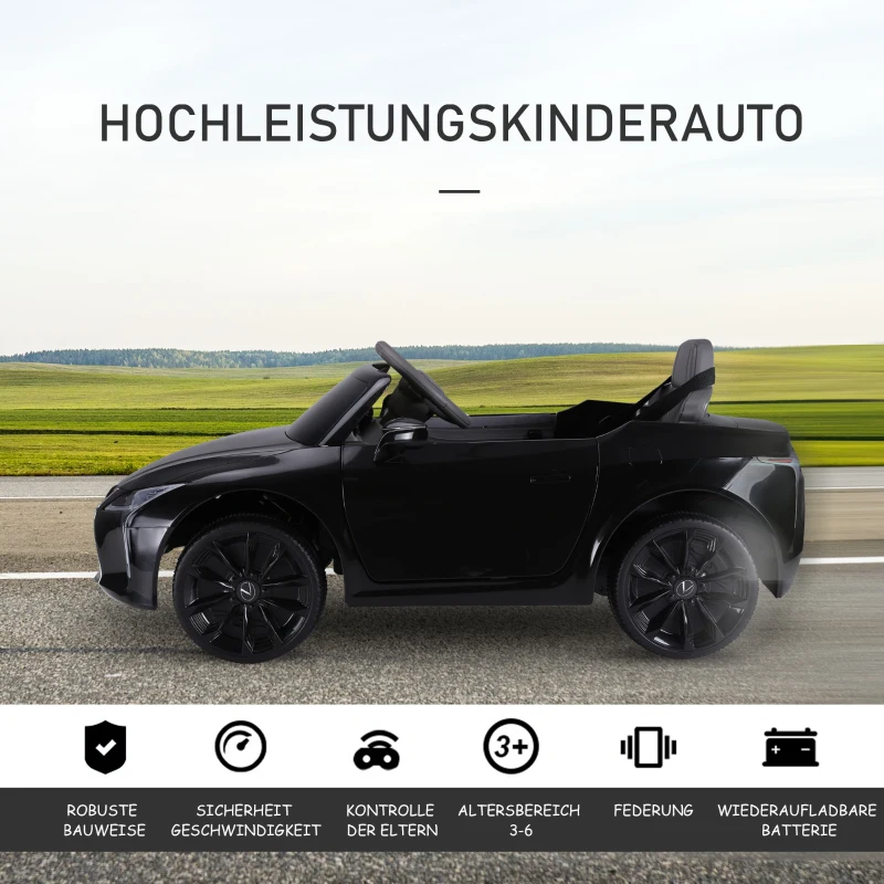 HOMCOM samochód dziecięcy Lexus samochód elektryczny dla dzieci z muzyką MP3 światłami czarny