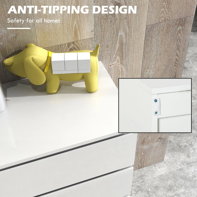 HOMCOM High Gloss Chest of Drawers, 4-Drawer Storage Cabinets, Modern Dresser, Storage Drawer Unit for Bedroom