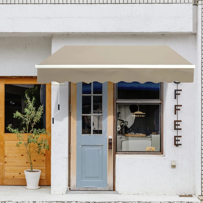 Outsunny Gelenkarmmarkise Verstellbare Klemmmarkise Terrassenmarkise 3,95 x 3m Sonnenschutz mit Kurbel, Balkonmarkise, Beige