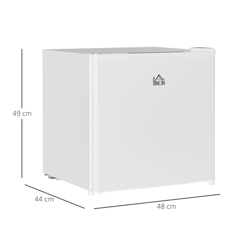 HOMCOM Mini Frigorífico Silencioso 46L Classe F com Temperatura Ajustável e Porta Reversível 48x44x49 cm Branco