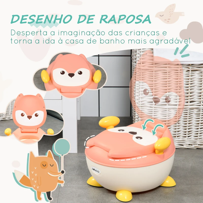 ZONEKIZ Bacio para Bebé de Aprendizagem Bacio para Criança de 6-36 Meses em Forma de Raposa 35,5x35x23 cm Rosa