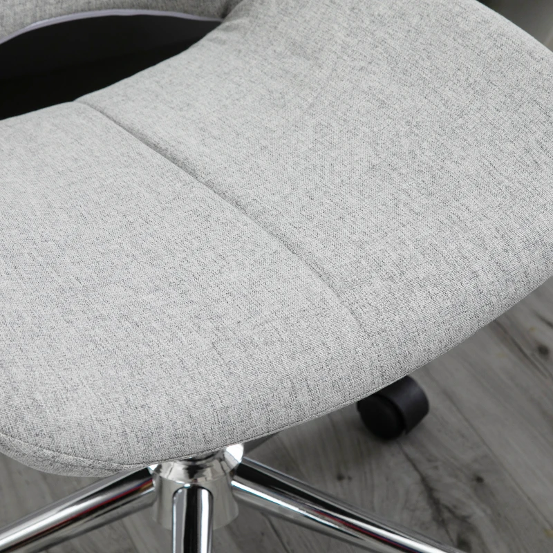 HOMCOM Office Chair, Height-Adjustable, 360-degree Swivel, up to 110 kg, Metal Frame, Light Gray, 49 x 56.5 x 73-82.5 cm