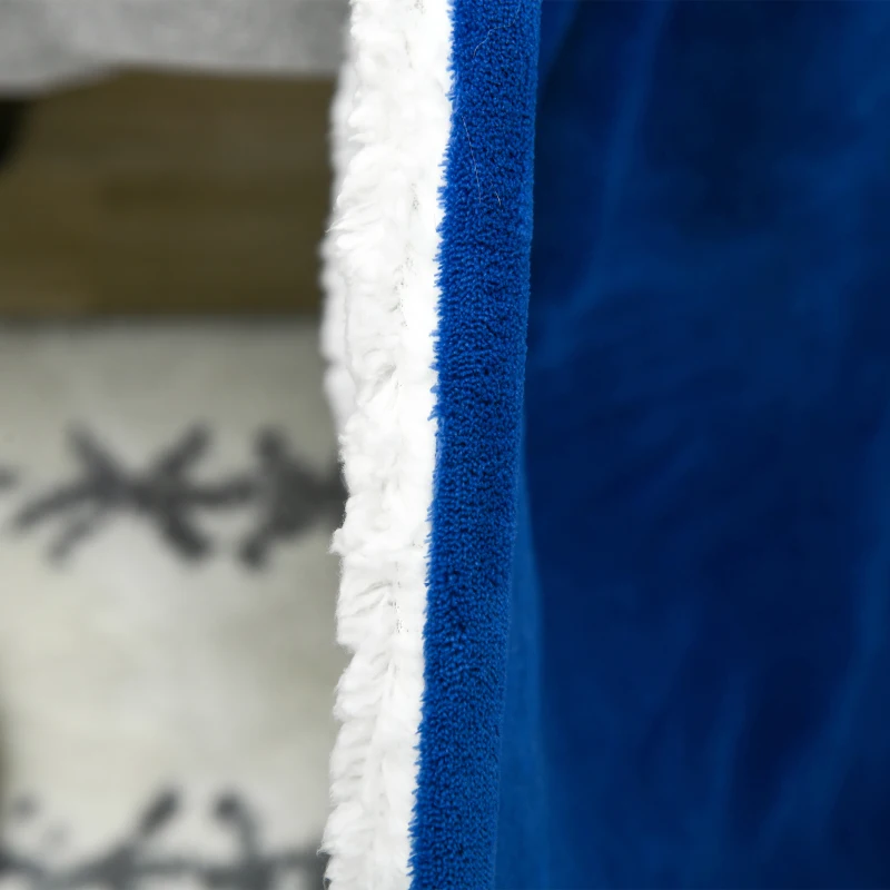 HOMCOM Coperta Double-Face in Flanella 220 GSM e Sherpa 260 GSM per Interno ed Esterno, 203x152x0.5 cm, Blu Scuro