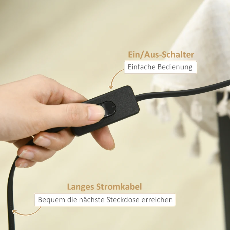 HOMCOM Bureaulamp in vintage design, bamboe, verstelbare zwenkarm, wit + natuurlijk.