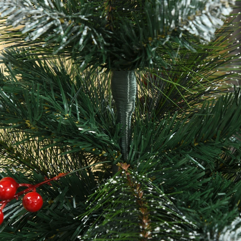 HOMCOM Árvore de Natal Artificial 150cm Ignífugo com 360 Ramos 38 Bagas Folhas de PVC Base Dobrável e Suporte Metálico Verde