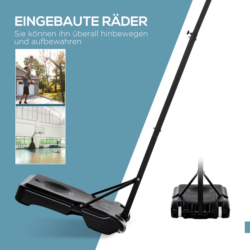 HOMCOM mobilny stojak do koszykówki kosz do koszykówki z regulacją wysokości 302–352 cm