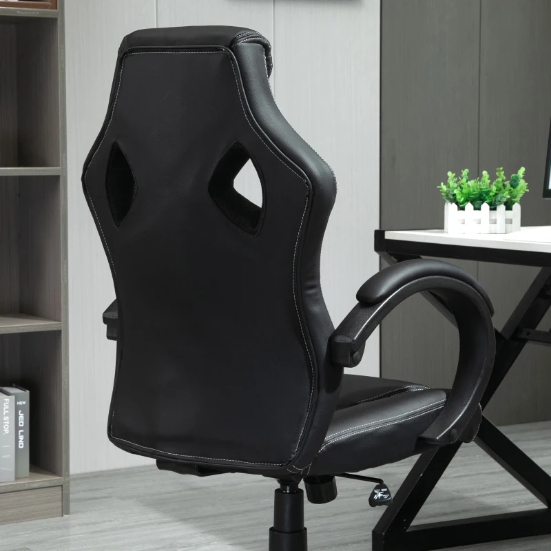 Vinsetto High-Back Gaming Chair with 360-degree Swivel & Wheels, Faux Leather Computer Racing Gamer Desk Chair for Home Office, Black