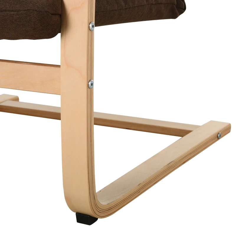 HOMCOM Relaxsessel Ruhesessel Relaxstuhl mit Armlehne Leinenbezug Holzgestell Braun