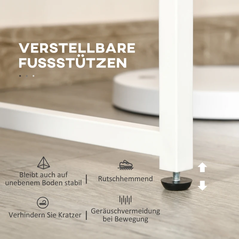 HOMCOM Schreibtisch Bücherregal Computertisch Bürotisch mit Regale Arbeitstisch PC Laptop Tisch großer Stauraum Spanplatte Metall Eiche+Weiß 115x 55x75 cm