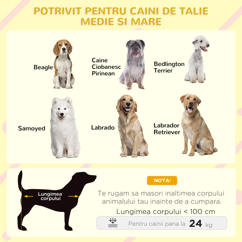 PawHut Casuta Caini Exterior – Lemn cu Terasa, Acoperis si Fereastra
