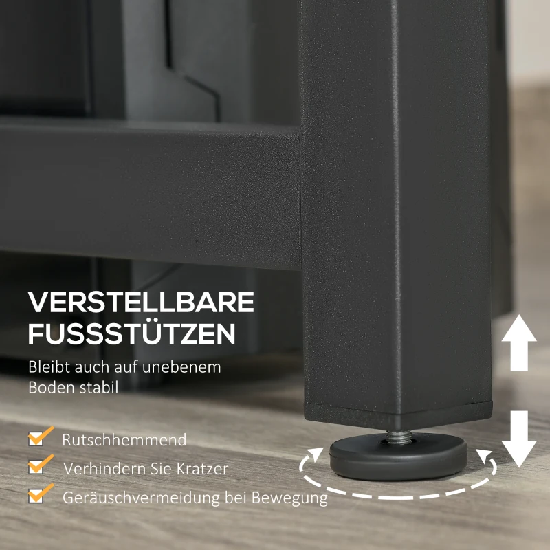 HOMCOM Computertisch Schreibtisch PC Tisch Bürotisch mit Motorhalterung Kopfhorerhaken Industriestil Spanplatte Metall Rustikales Braun+Schwarz 120 x 60 x 73,5 cm