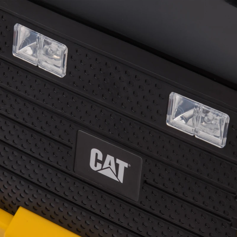 HOMCOM Camion Jucarie Electric cu Licenta CAT, Bena de Descarcare Posterioara, Faruri si Efecte Sonore pentru Copii 18-36 Luni, 74.5x36x43.5 cm, Galben si Negru